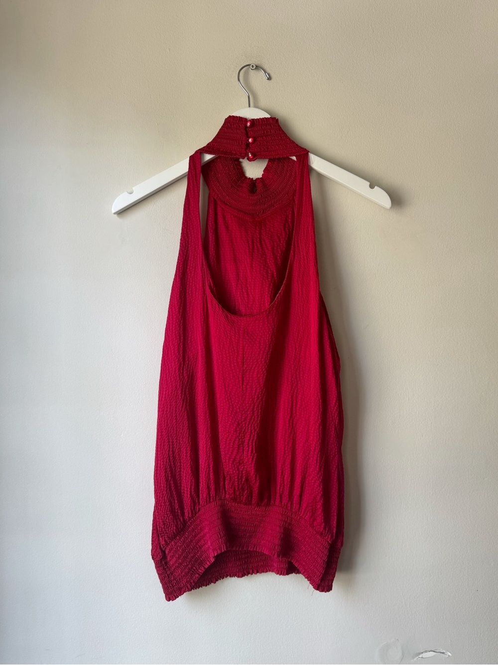 Ruby Silk Ruffled Halter Top - Picture 3 of 4